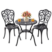 Withniture bistro set front view showing compact porch arrangement and durability