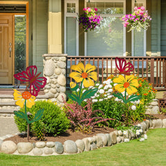 WKHOMEDECO stakes placed in a large planter supporting plants and decor