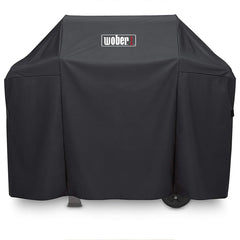 WOBER COVER front view fitted on Weber Spirit grill shows full protection