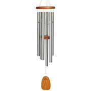 Woodstock Chimes front view showing silver tubes and cherry wood cap, adds melodic décor