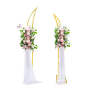 WORFEI front view of gold half-moon arches showing elegant focal backdrop benefit