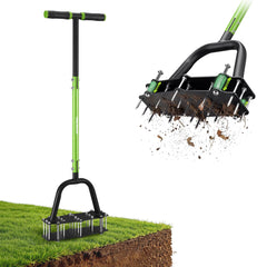 WORKPRO 38" aerator front view showing full tool and spikes for efficient aeration