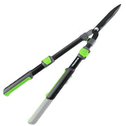 WORKPRO hedge shear front profile showing compact folded length and sharp blades benefit precise storage