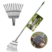 WORKPRO small rake front view showing compact narrow steel head and handle benefit precision