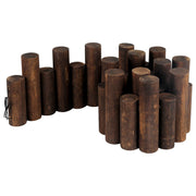 WORTH front view of wooden log roll showing natural burnt finish and height benefit