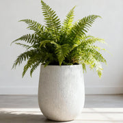 Worth planter front view showing modern concrete-look and clean silhouette for style