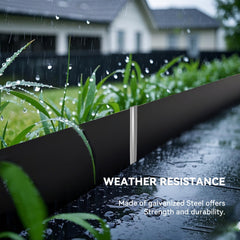 Worth stakes installed with corrugated edging illustrating tidy lawn border and stability