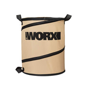 WORX collapsible bin front view showing wide opening and capacity benefit