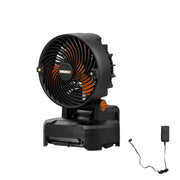 WORX front view of cordless misting fan showing compact design and portability