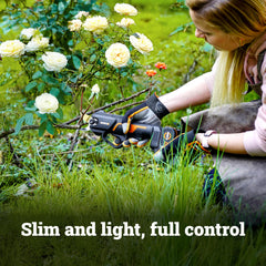 WORX WG330 held in one hand demonstrating single-handed operation benefit