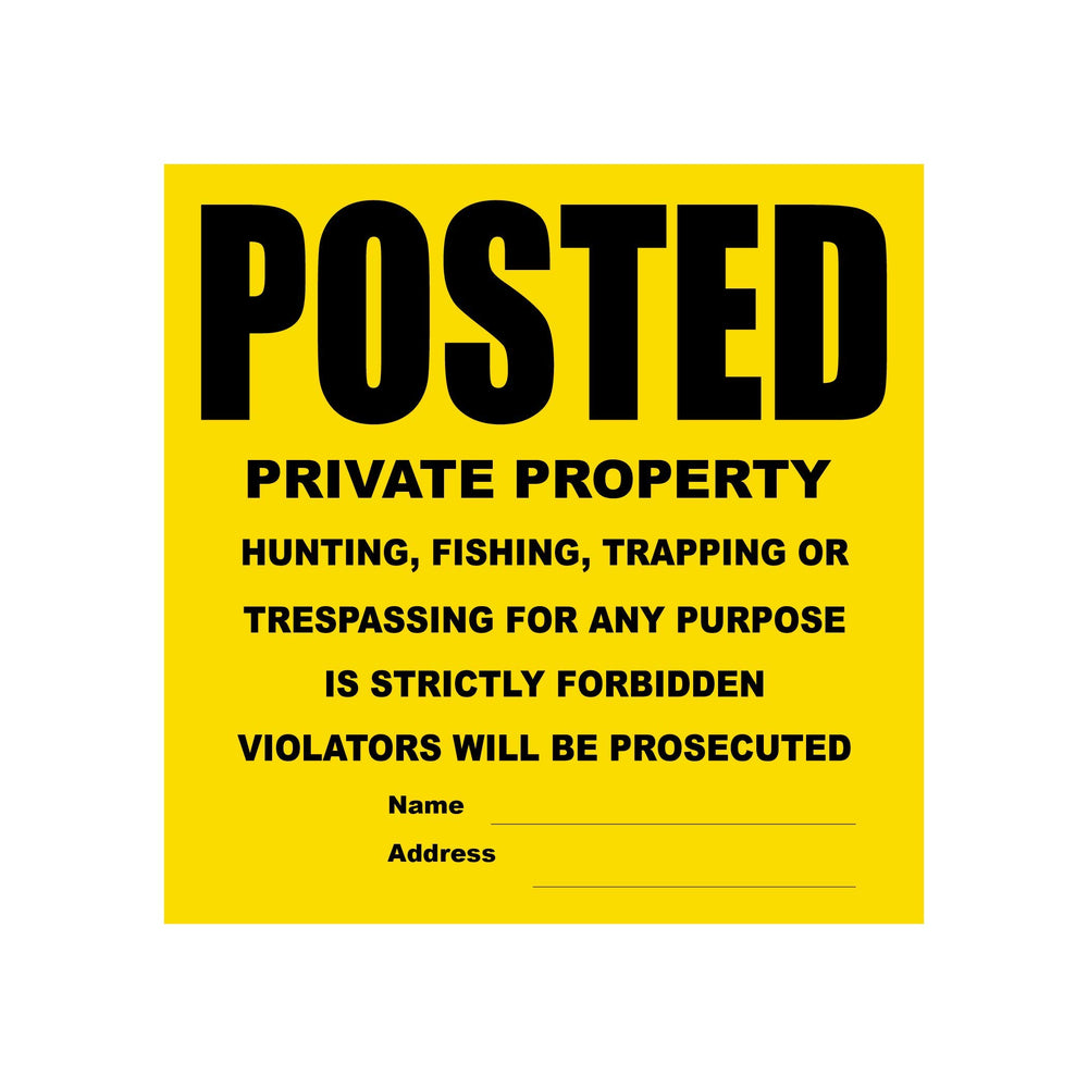 WristCo front view of ten posted private property signs showing clear message benefit