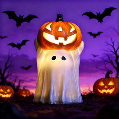 WSHMZYHOME ghost lit at night with colorful LEDs creating ambiance