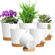 WSMKSZ front view of white and brown pots showing modern styling and easy placement