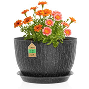 WSMKSZ front view of black speckled planter showing shape and finish for stylish display