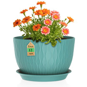 WSMKSZ front view blue green planter showing shape and color benefit: decorative centerpiece