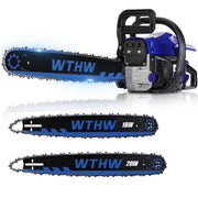 WTHW chainsaw front view showing controls and ready-to-use performance