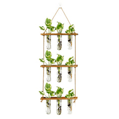 XXXFLOWER front view showing all nine glass tubes and wooden frame, visual organization benefit