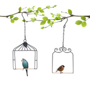 XYADX front view of two black metal hummingbird swings showing decorative appeal
