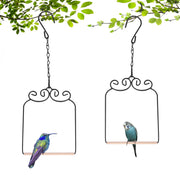 XYADX front view of black metal hummingbird swing showing durable frame and perch benefit