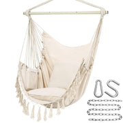 Y-STOP front view beige hammock chair showing overall design and comfort