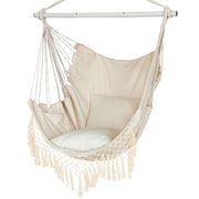 YAERSI hammock chair front view showing cozy seat and spreader bar for comfort