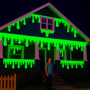 Yalikop front view of full-length green slime banner showing bold print and size benefits