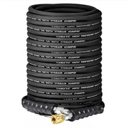 YAMATIC front view of 100 ft hose showing durable jacket and fittings benefit durability