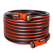 YAMATIC front view of 50ft garden hose showing full length and connectors for quick installation
