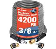 YAMATIC front packaging showing full 100 ft hose and benefits