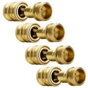 YAMATIC front view of 4-pack brass fittings showing secure quick-connect convenience