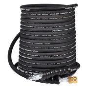 YAMATIC front view of coiled 100ft hose showing durable build and length