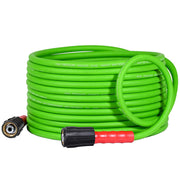YAMATIC hose front view showing full 30 ft length and flexible design benefit