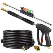 YAMATIC pressure washer gun front view showing ergonomic grip and durable construction for control