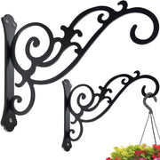 yaostepqi front view of two black iron brackets showing durable design benefit
