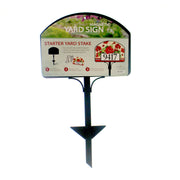 Yard DeSigns stake front view showing black powder finish and secure magnetic display benefit