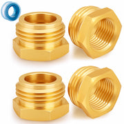 YELUN brass adapter front view showing both GHT and NPT ends for easy connection
