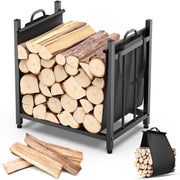 YENGOTH front view of rust-resistant firewood rack showing sturdy frame and storage benefit