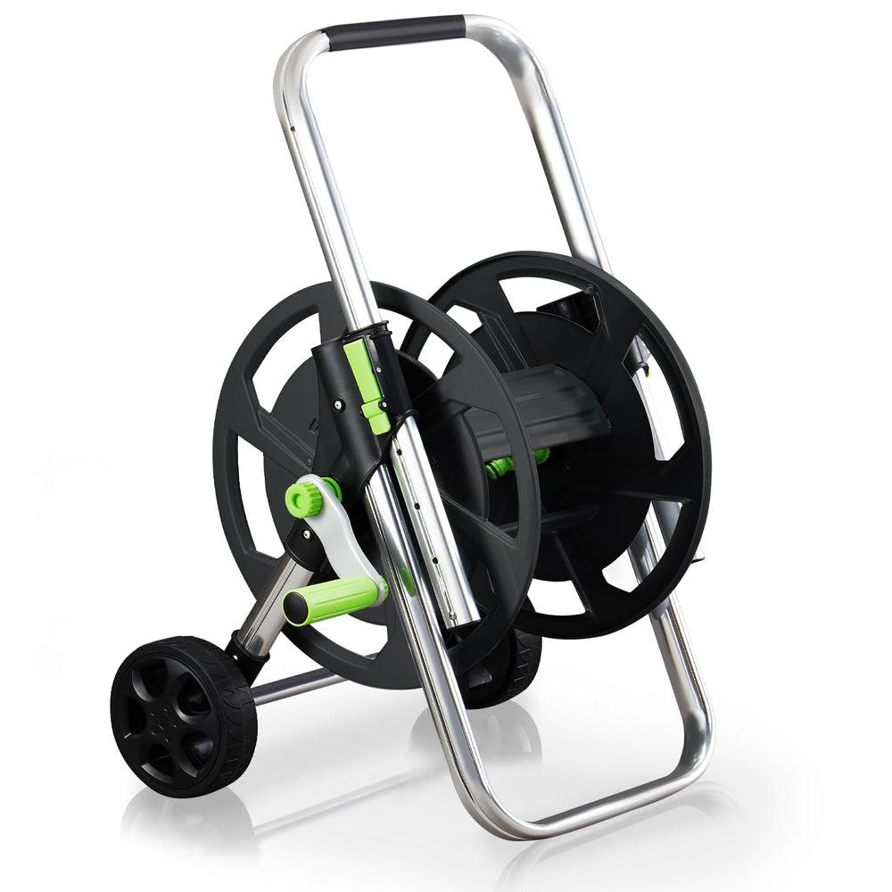 YESTAR reel cart front view showing compact storage and durability benefit