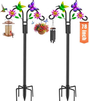 yeuago front view showing two decorative shepherds hooks enhancing garden