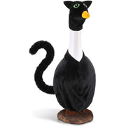 Yeyeplum front view of porch goose in black cat costume adds spooky curb appeal
