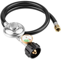 YEYETUO regulator front assembly showing hose and gauge for safe connection