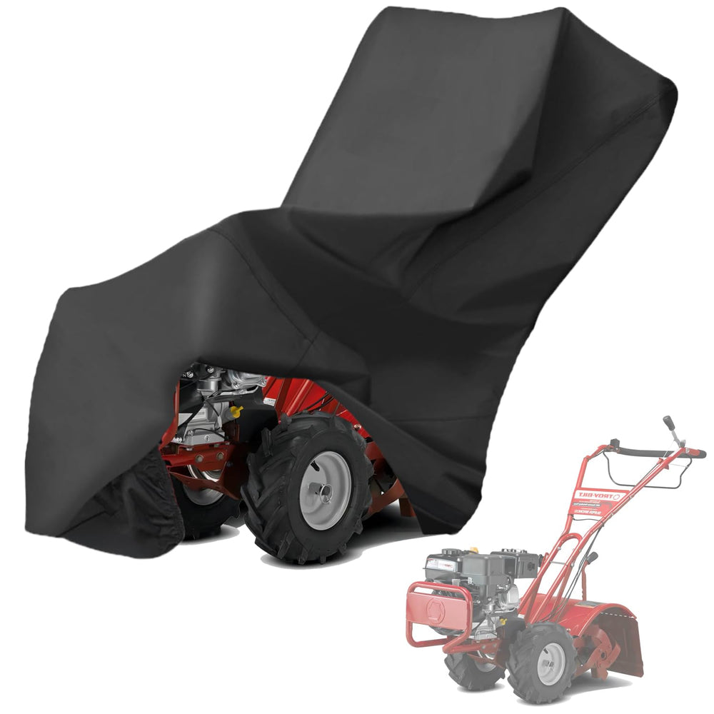 YHINGG front view of cover fitted on tiller for weather protection