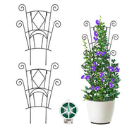 Yhtpouqe front view of two metal plant support stakes providing sturdy plant training
