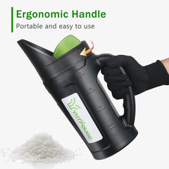 Yhtpouqe scoop and garden gloves beside spreader for tidy filling and reduced mess