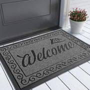 Yimobra welcome mat front view showing clean design and durable face