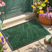 Yimobra front view green leaf mat showing decorative appeal and dirt trapping