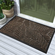 Yimobra front view of brown leaf pattern mat showing curb appeal and dirt control