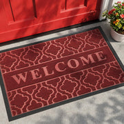 Yimobra front view red welcome mat creating inviting entrance