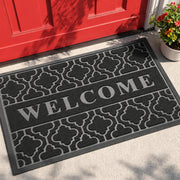 Yimobra welcome mat front view showing embossed welcome and clean entrance