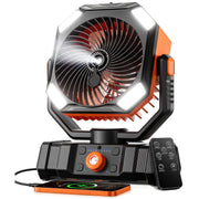 Yinenio front view showcasing LED lantern and cooling fan benefit